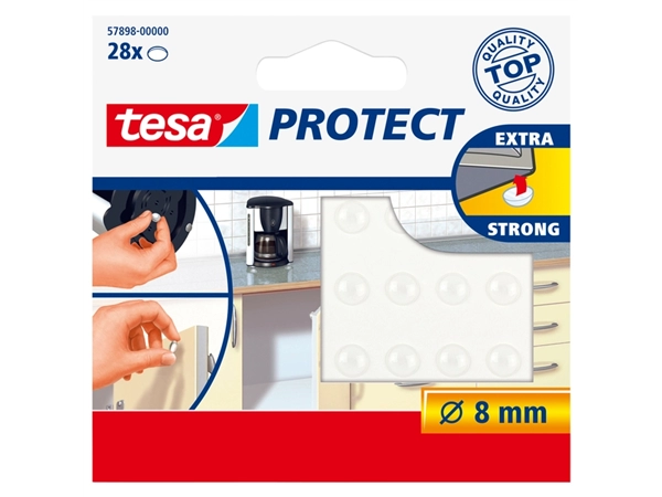 Een Anti-slip en geluiddempers tesa® Protect rond Ø8mm transparant 28 stuks koop je bij VHK Kantoorartikelen