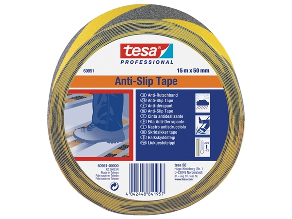 Een Antisliptape tesa® Professional 60951 50mmx15m zwart/geel koop je bij Hoekmankantoorartikelen.nl