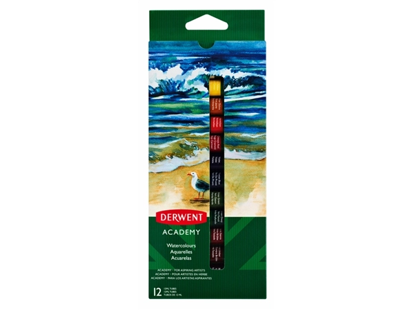 Een Aquarelverf Derwent Academy blister à 12 tubes à 12ml assorti koop je bij VHK Kantoorartikelen