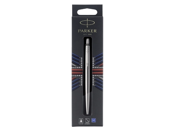 Een Balpen Parker Jotter stainless steel CT medium blister à 1 stuk koop je bij VHK Kantoorartikelen