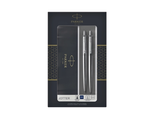 Een Balpen en vulpotlood Parker Jotter stainless steel CT medium 2 stuks koop je bij Hoekmankantoorartikelen.nl