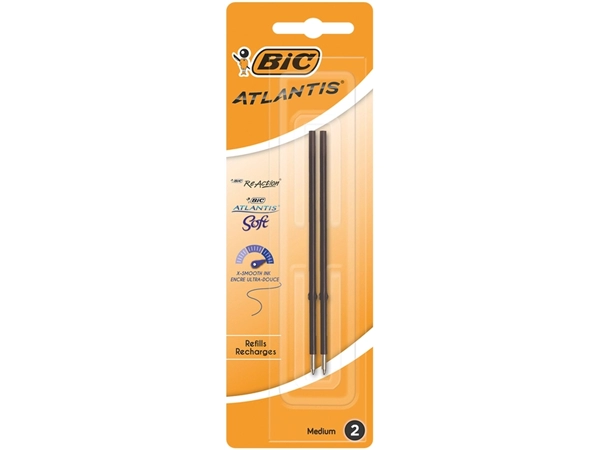 Een Balpenvulling Bic voor diverse balpennen medium zwart blister à 2 stuks koop je bij VHK Kantoorartikelen