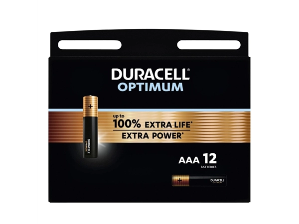 Een Batterij Duracell Optimum 100% 12xAAA koop je bij VHK Kantoorartikelen