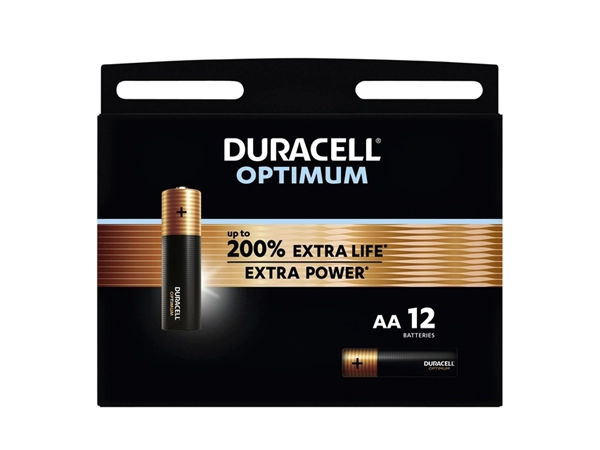 Een Batterij Duracell Optimum 200% 12xAA koop je bij VHK Kantoorartikelen