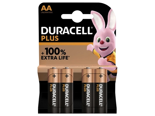 Een Batterij Duracell Plus 4xAA koop je bij VHK Kantoorartikelen