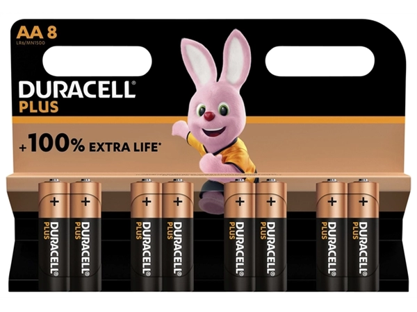 Een Batterij Duracell Plus 8xAA koop je bij VHK Kantoorartikelen