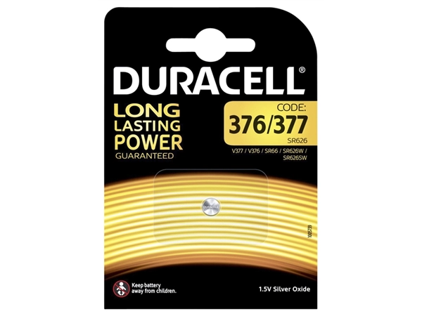 Een Batterij Duracell knoopcel 1x377 zilver oxide Ø6,8mm 1,5V-18mA koop je bij VHK Kantoorartikelen