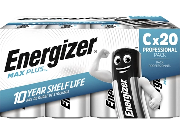 Een Batterij Energizer Max Plus 20xC alkaline koop je bij VHK Kantoorartikelen