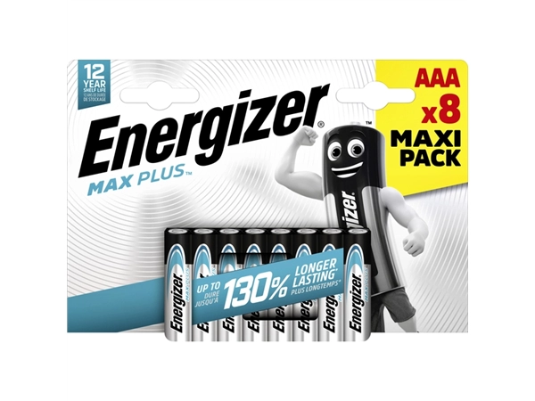 Een Batterij Energizer Max Plus 8xAAA alkaline koop je bij VHK Kantoorartikelen