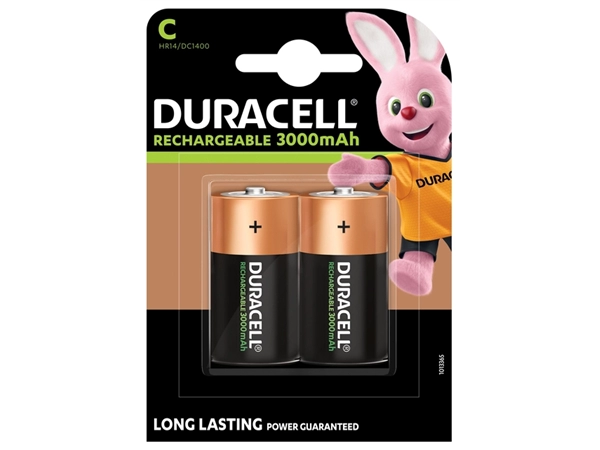 Een Batterij oplaadbaar Duracell 2xC 3000mAh Plus koop je bij VHK Kantoorartikelen