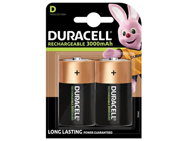 Een Batterij oplaadbaar Duracell 2xD 3000mAh Plus koop je bij VHK Kantoorartikelen