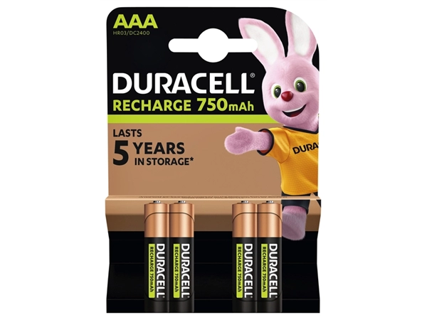 Een Batterij oplaadbaar Duracell 4xAAA 750mAh Plus koop je bij VHK Kantoorartikelen