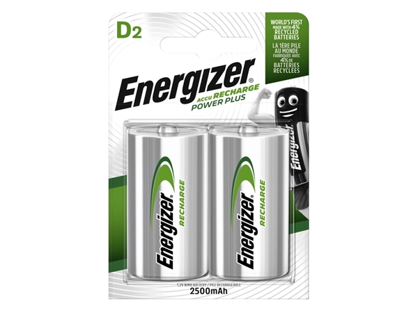 Een Batterij oplaadbaar Energizer 2xD 2500mAh koop je bij VHK Kantoorartikelen