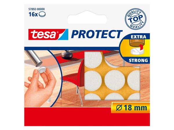 Een Beschermvilt tesa® Protect anti-kras Ø18mm wit 12 stuks koop je bij VHK Kantoorartikelen