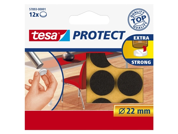 Een Beschermvilt tesa® Protect anti-kras Ø22mm bruin 12 stuks koop je bij VHK Kantoorartikelen