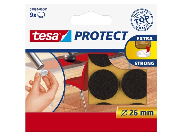 Een Beschermvilt tesa® Protect anti-kras Ø26mm bruin 12 stuks koop je bij VHK Kantoorartikelen