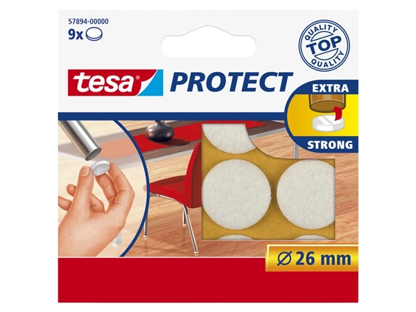 Een Beschermvilt tesa® Protect anti-kras Ø26mm wit 12 stuks koop je bij VHK Kantoorartikelen