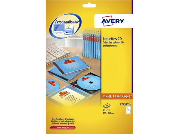 Een Cd inlegkaart Avery L7435-25 151x118mm koop je bij VHK Kantoorartikelen