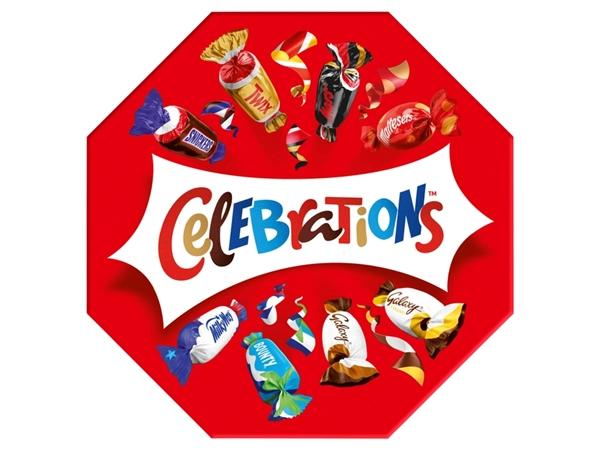 Een Chocolade Celebrations doos 385gr koop je bij VHK Kantoorartikelen