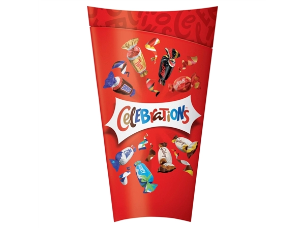 Een Chocolade Celebrations flip box 272gr koop je bij VHK Kantoorartikelen