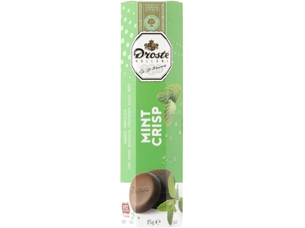 Een Chocolade Droste pastilles puur mint crisp 85gr koop je bij VHK Kantoorartikelen