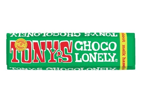 Een Chocolade Tony's Chocolonely hazelnoot reep 47gr koop je bij VHK Kantoorartikelen