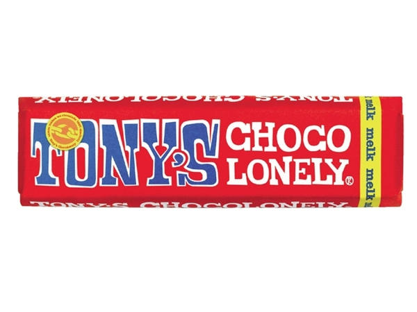 Een Chocolade Tony's Chocolonely melk reep 50gr koop je bij VHK Kantoorartikelen