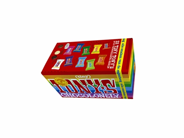 Een Chocolade Tony's Chocolonely tiny mix doos 200gr koop je bij VHK Kantoorartikelen