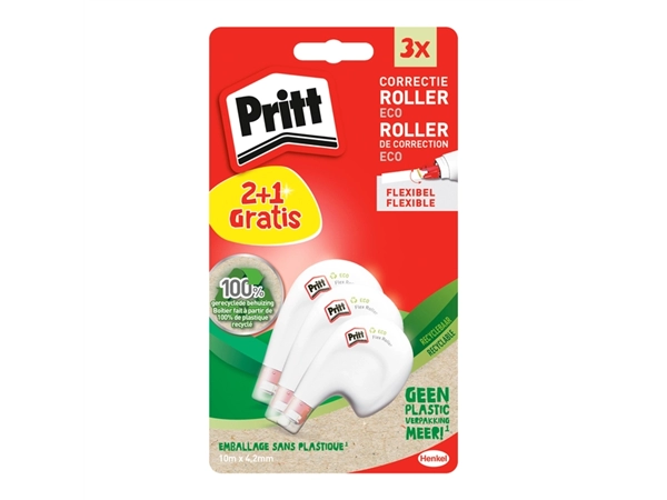 Een Correctieroller Pritt ECO Flex 4.2mmx10m blister 2+1 gratis koop je bij Hoekmankantoorartikelen.nl