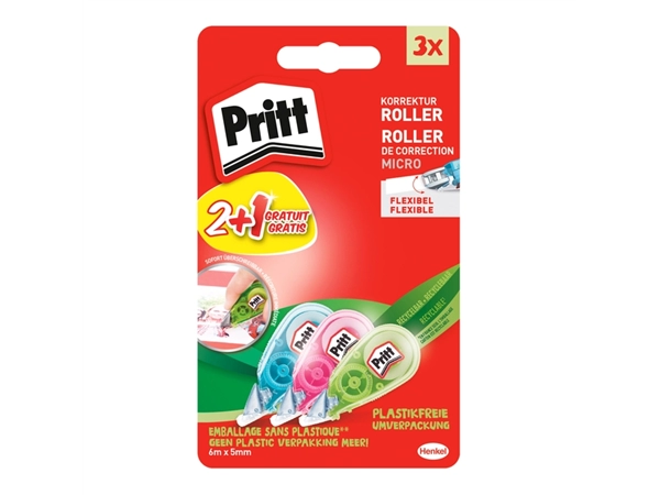 Een Correctieroller Pritt Micro Flex 5mmx6m blister à 2+1 gratis koop je bij Hoekmankantoorartikelen.nl