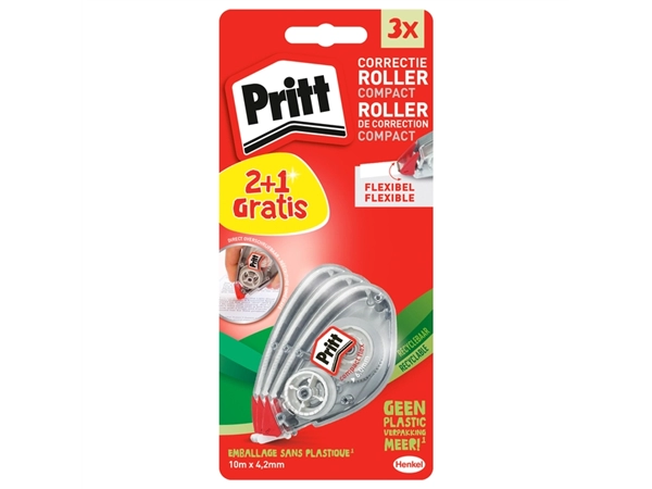 Een Correctieroller Pritt compact flex 4.2mm x 10m blister 2+1 gratis koop je bij VHK Kantoorartikelen