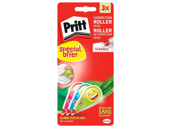 Een Correctieroller Pritt mini flex 4,2mmx7m Emoji blister 2+1 gratis koop je bij VHK Kantoorartikelen