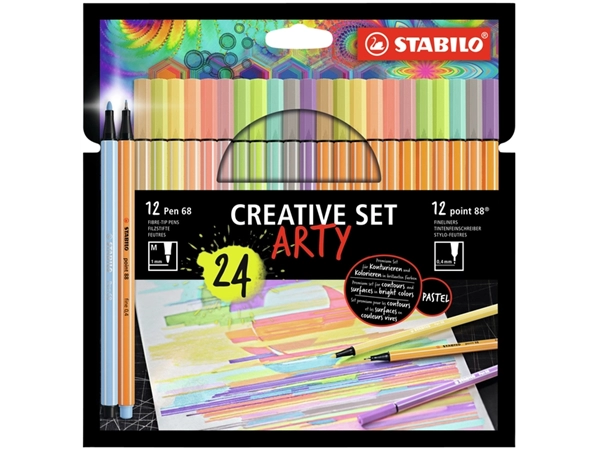 Een Creative set STABILO 8868/24 Arty assorti etui à 24 stuks koop je bij Hoekmankantoorartikelen.nl