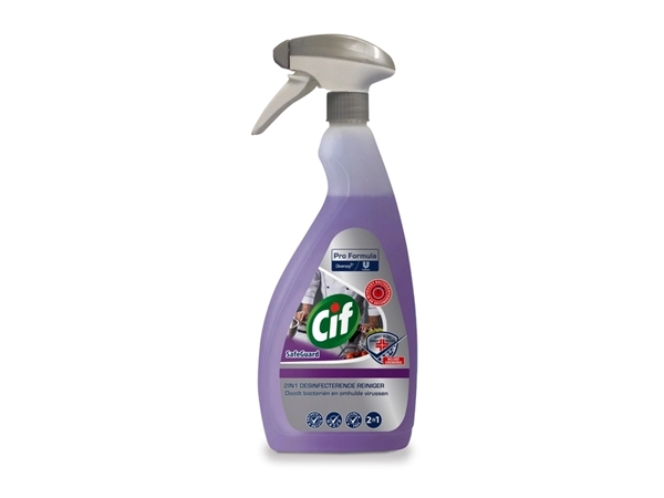 Een Desinfectiereiniger Cif Professional Safeguard spray 750ml koop je bij VHK Kantoorartikelen