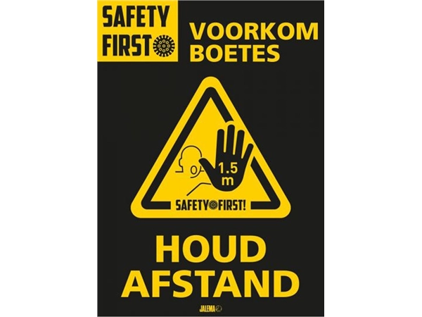 Een Deursticker A4 Djois "Houd afstand" 200 x 300 mm geel 2 stuks koop je bij Hoekmankantoorartikelen.nl