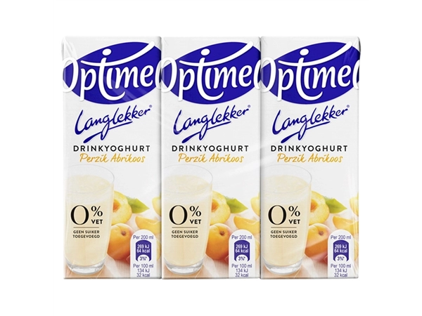 Een Drinkyoghurt Optimel Langlekker perzik abrikoos 20cl koop je bij VHK Kantoorartikelen