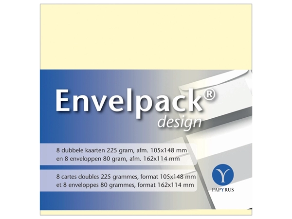 Een Dubbele kaart Papyrus Envelpack Design C6 114x162mm ivoor 894430 set van 8 koop je bij Hoekmankantoorartikelen.nl