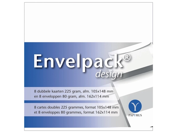 Een Dubbele kaart Papyrus Envelpack Design C6 114x162mm wit 894436 set van 8 koop je bij Hoekmankantoorartikelen.nl