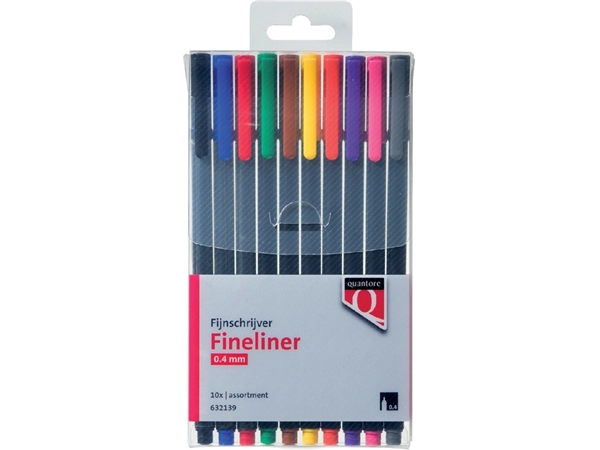 Een Fineliner Quantore assorti blister à 10 stuks koop je bij VHK Kantoorartikelen