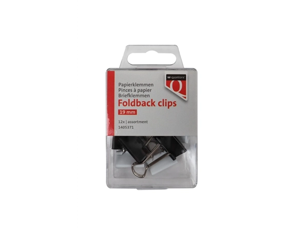 Een Foldback clips Quantore 19 mm assorti 12 stuks koop je bij VHK Kantoorartikelen