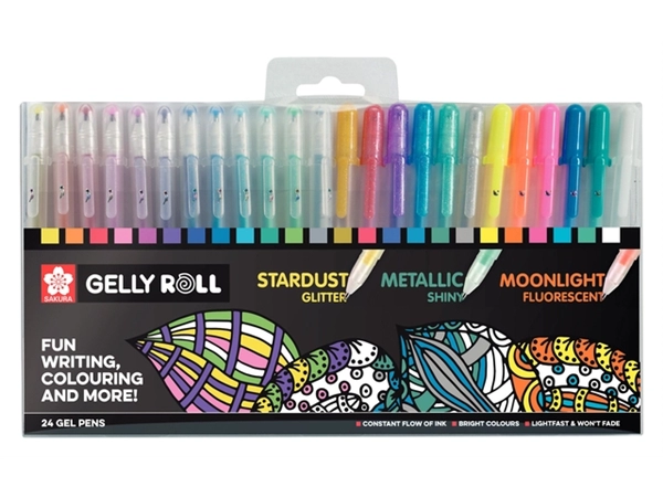 Een Gelschrijver Sakura Gelly Roll mix set à 24 kleuren koop je bij VHK Kantoorartikelen