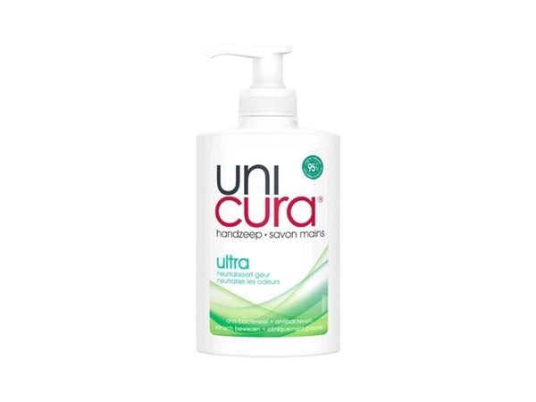 Een Handzeep Unicura vloeibaar Ultra met pomp 250ml koop je bij VHK Kantoorartikelen