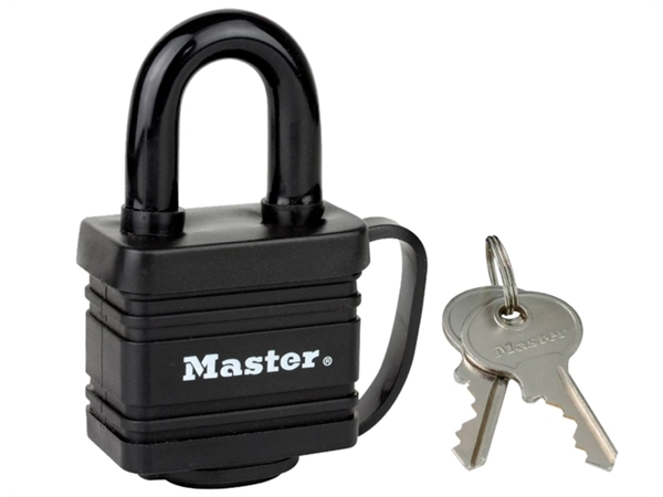 Een Hangslot MasterLock stiftcilinder gelamineerd staal 40mm koop je bij VHK Kantoorartikelen