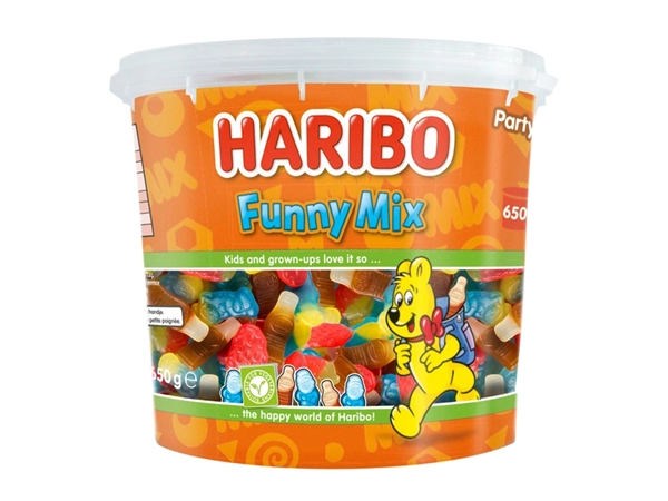 Een Haribo Funny Mix 650gram koop je bij VHK Kantoorartikelen