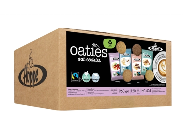 Een Haverkoek Hoppe Oaties fairtrade koekjesmix 120 stuks koop je bij Hoekmankantoorartikelen.nl