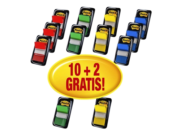 Een Indextabs Post-it 680 25.4x43.2mm 10+2 gratis assorti 50 tabs per dispenser koop je bij Hoekmankantoorartikelen.nl