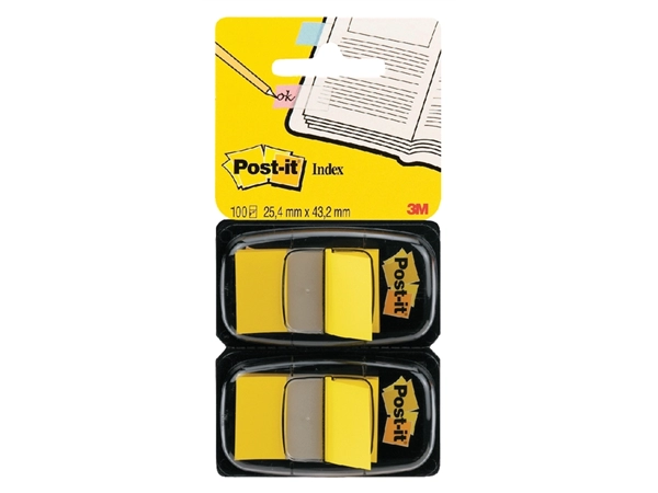 Een Indextabs Post-it 680 25.4x43.2mm duopack geel 2x50 tabs koop je bij Hoekmankantoorartikelen.nl