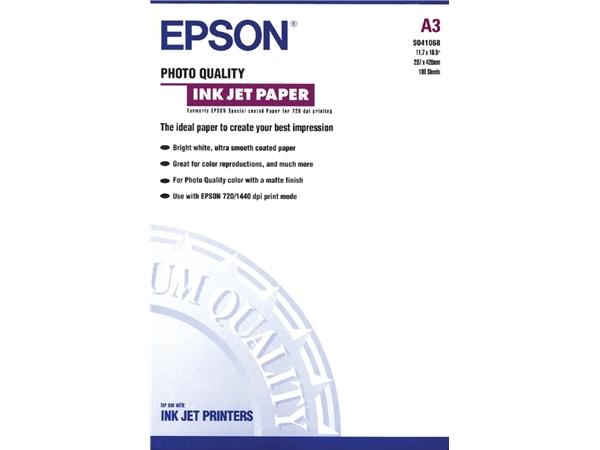 Een Inkjetpapier Epson S041068 A3 mat 105gr 100 vel koop je bij Hoekmankantoorartikelen.nl