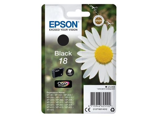 Een Inktcartridge Epson 18 T1801 zwart koop je bij VHK Kantoorartikelen