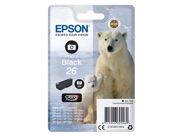 Een Inktcartridge Epson 26 T2611 foto zwart koop je bij VHK Kantoorartikelen